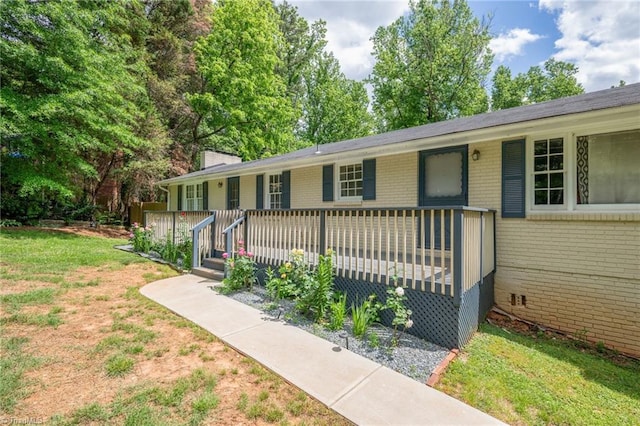 228 Barlow Cir, Winston-Salem, NC 27105 - single story home with brick siding, a front lawn, and a chimney