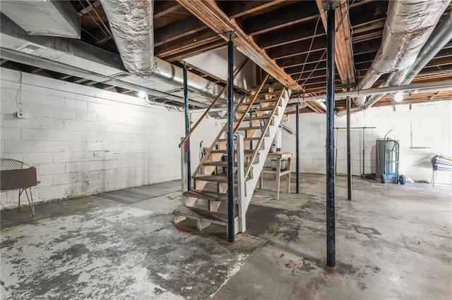 228 Barlow Cir, Winston-Salem, NC 27105 - unfinished basement with stairs