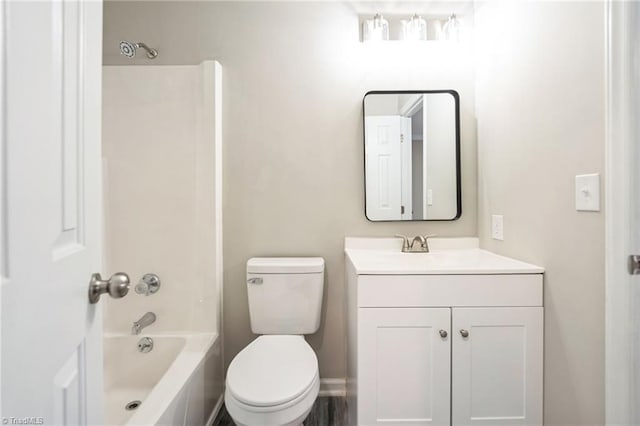 full bathroom featuring shower / washtub combination, vanity, and toilet