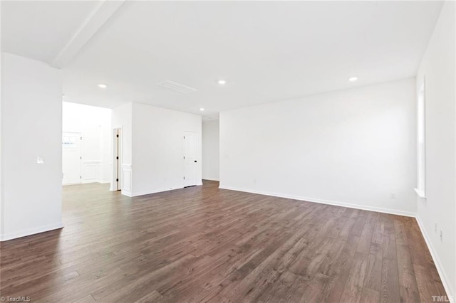 145 Oakmont Ln, King, NC 27021 - unfurnished living room with dark wood-style floors, recessed lighting, and baseboards