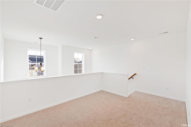 145 Oakmont Ln, King, NC 27021 - carpeted empty room with a chandelier, baseboards, and recessed lighting
