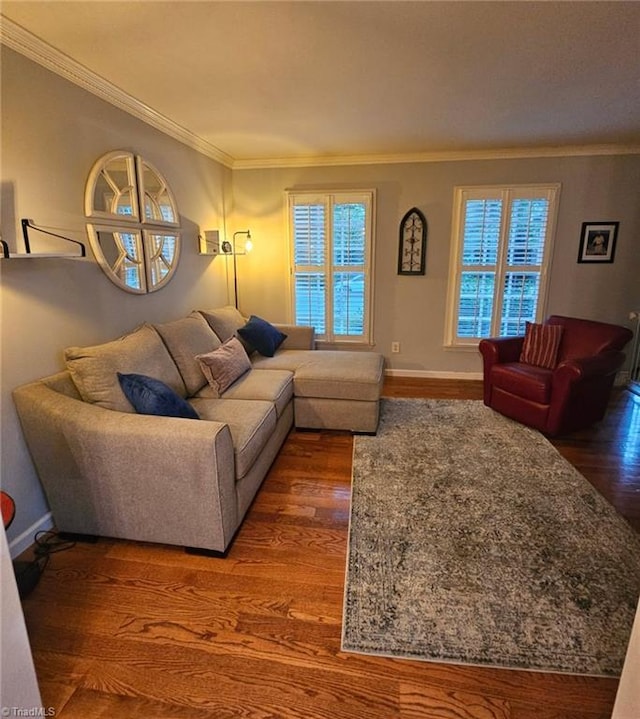2007 Kildare Woods Dr, Greensboro, NC 27407 - living area with wood finished floors, ornamental molding, plenty of natural light, and baseboards
