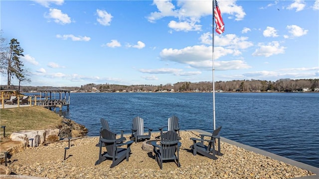 view of dock featuring a water view