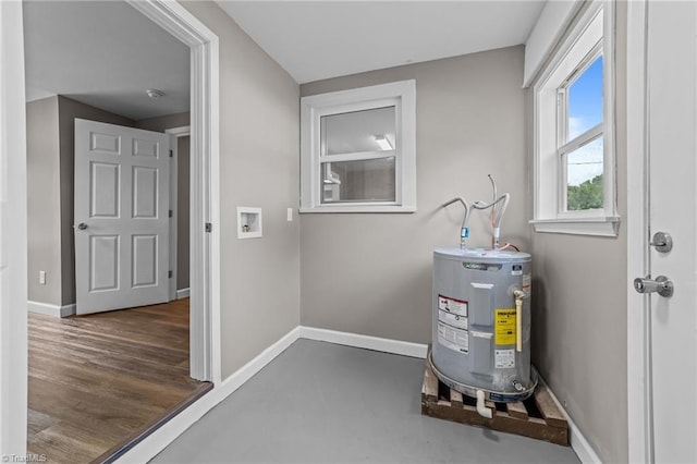 utility room with electric water heater
