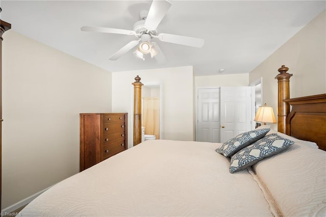 3972 Creekside Ct, Winston-Salem, NC 27127 - bedroom with a closet, a ceiling fan, and ensuite bath