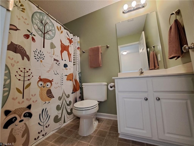 10 Dunlevy Way, Greensboro, NC 27455 - full bathroom with vanity, toilet, tile patterned floors, baseboards, and curtained shower