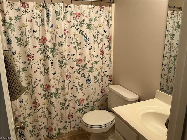 10 Dunlevy Way, Greensboro, NC 27455 - bathroom with toilet, vanity, a shower with curtain, and tile patterned flooring