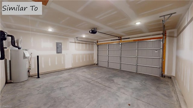 garage featuring a garage door opener and electric panel