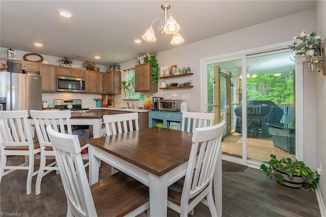 1765 Midway School Rd, Winston-Salem, NC 27107 - dining area with recessed lighting, a chandelier, and dark wood-style floors
