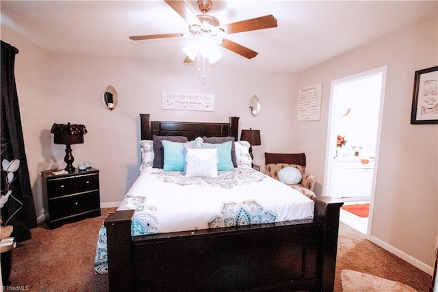 bedroom with carpet and ceiling fan