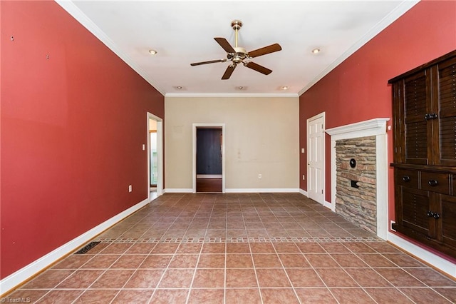 3753 Konnoak Dr SW, Winston-Salem, NC 27127 - unfurnished room featuring ceiling fan, crown molding, and tile patterned floors