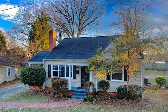 view of front of home with central AC