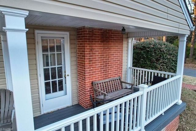 deck featuring covered porch