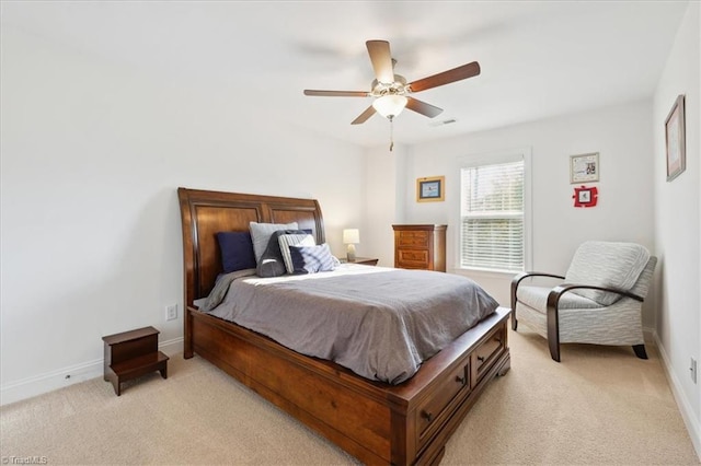755 Gibb St, Winston-Salem, NC 27106 - bedroom with light colored carpet, baseboards, and ceiling fan