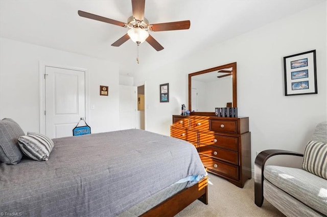 755 Gibb St, Winston-Salem, NC 27106 - bedroom featuring light colored carpet and a ceiling fan