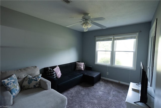 3607 Stonehurst Pl, High Point, NC 27265 - carpeted living area featuring ceiling fan, visible vents, and baseboards
