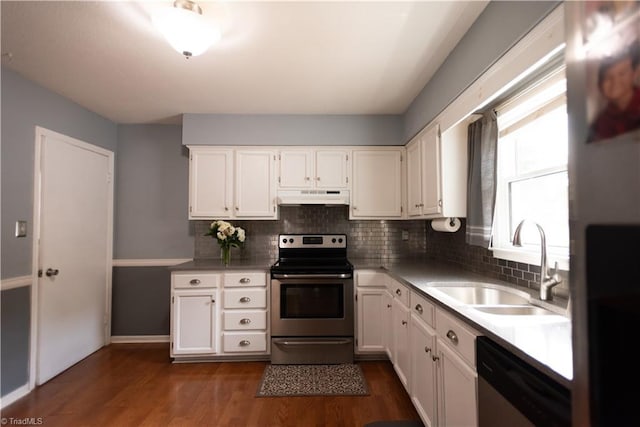 3607 Stonehurst Pl, High Point, NC 27265 - kitchen featuring a sink, backsplash, stainless steel appliances, and under cabinet range hood