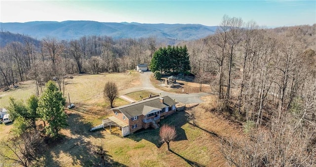 birds eye view of property with a mountain view