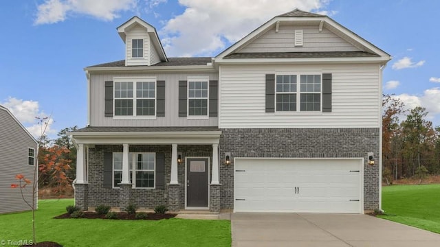 2867 Burgess Dr, Mebane, NC 27302 - craftsman-style home featuring brick siding, driveway, a front yard, and a garage