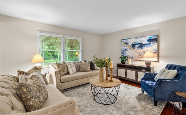 living area with wood finished floors