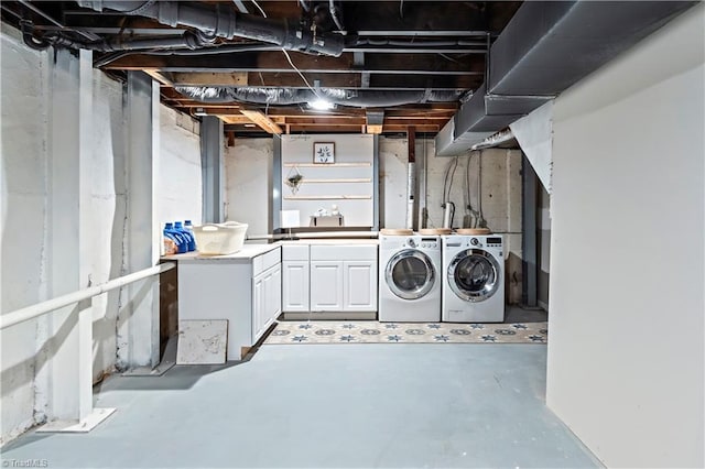 basement with independent washer and dryer