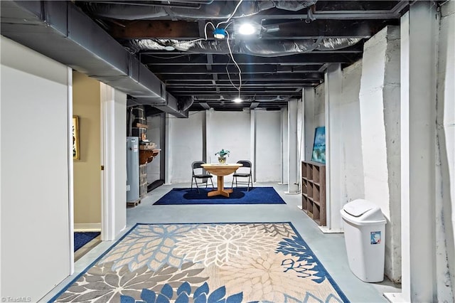 basement with water heater