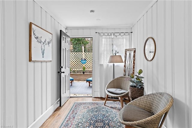 living area with light wood-type flooring