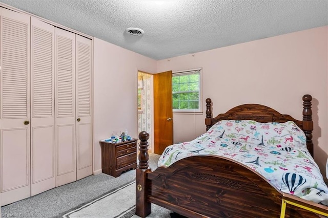 318 Sedalia Rd, Gibsonville, NC 27249 - bedroom with carpet floors, a textured ceiling, and a closet