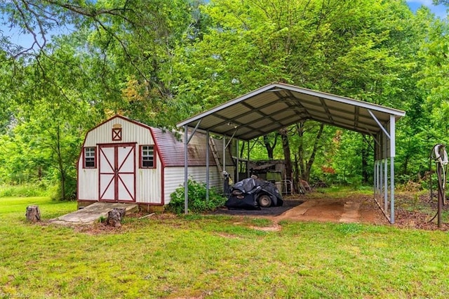 318 Sedalia Rd, Gibsonville, NC 27249 - view of parking / parking lot featuring a storage shed and a detached carport