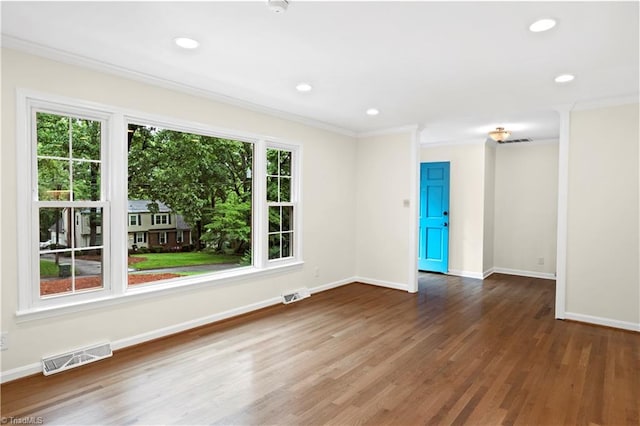 1022 Willowlake Rd, Winston-Salem, NC 27106 - empty room with baseboards, ornamental molding, wood finished floors, and recessed lighting