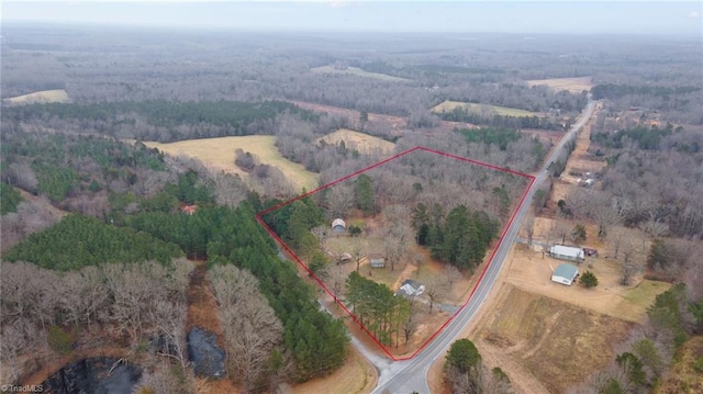 aerial view with a rural view