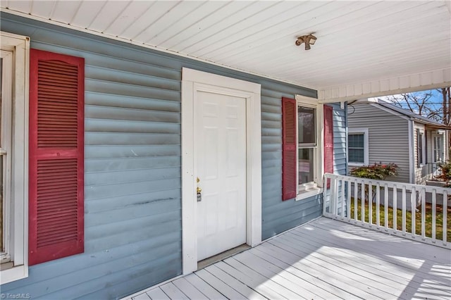 deck featuring a porch