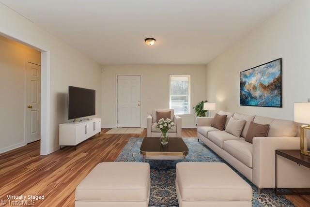 living room featuring hardwood / wood-style flooring