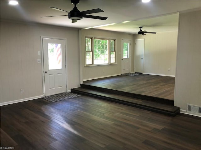 3960 Wards Gap, Cana, VA 24317 - foyer with ceiling fan, baseboards, plenty of natural light, and wood finished floors