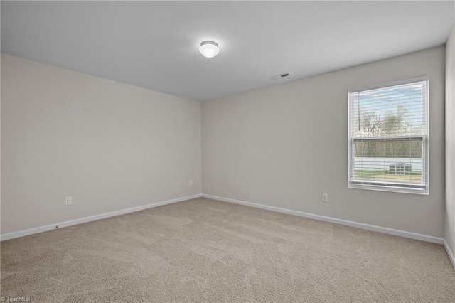 spare room featuring light carpet