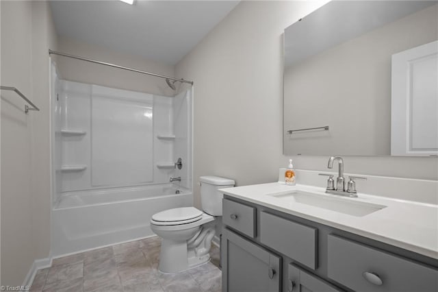 full bathroom featuring vanity, toilet, and shower / bath combination