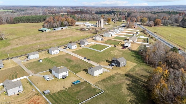 bird's eye view with a rural view