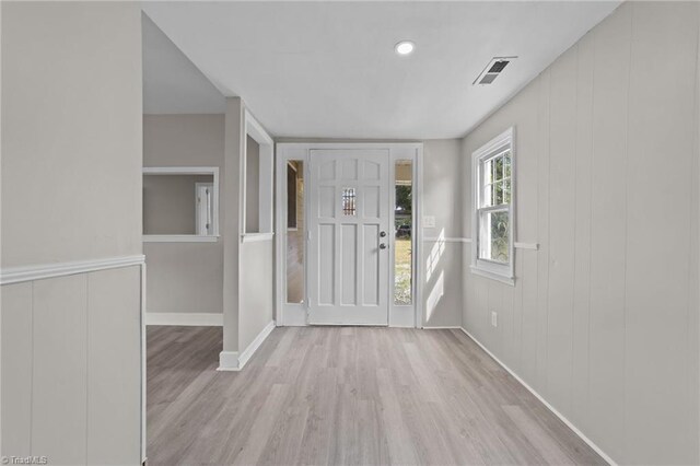 entrance foyer featuring light wood-type flooring