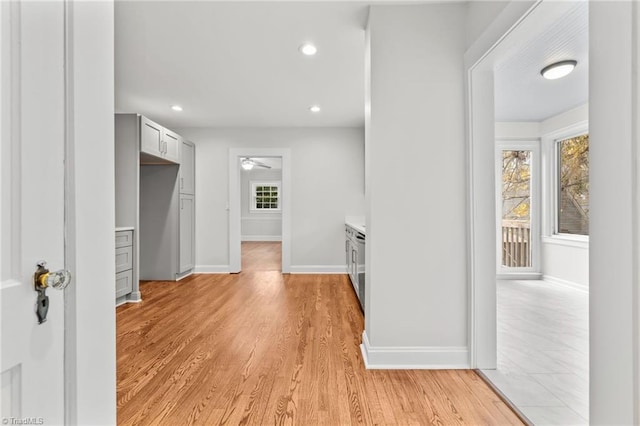 corridor featuring light hardwood / wood-style flooring