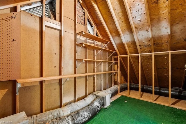 view of unfinished attic