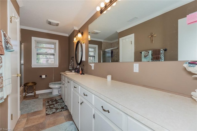 7715 W NC Highway 268, Wilkesboro, NC 28697 - full bathroom with an enclosed shower, vanity, and crown molding