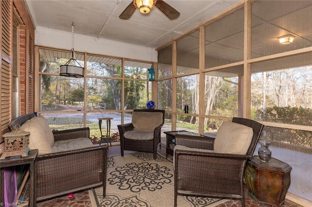 7715 W NC Highway 268, Wilkesboro, NC 28697 - sunroom with ceiling fan and an outdoor living space