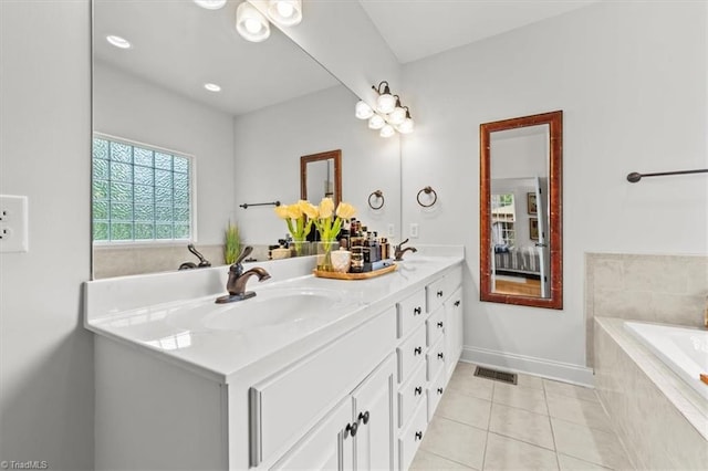 320 N Club Dr, Asheboro, NC 27205 - full bathroom with double vanity, a bath, and tile patterned floors