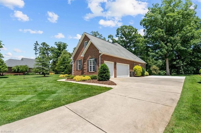 320 N Club Dr, Asheboro, NC 27205 - view of property exterior with brick siding, driveway, an attached garage, and a yard