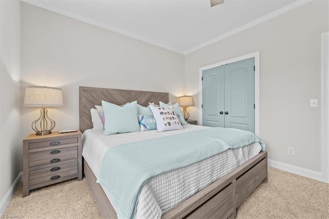 320 N Club Dr, Asheboro, NC 27205 - bedroom featuring light colored carpet, ornamental molding, and a closet