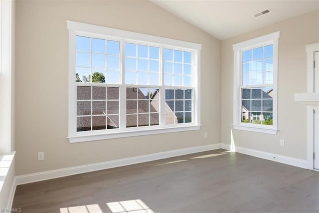 1087 Fairhaven Dr Lot 48, Mebane, NC 27302 - empty room featuring wood finished floors, healthy amount of natural light, baseboards, and vaulted ceiling