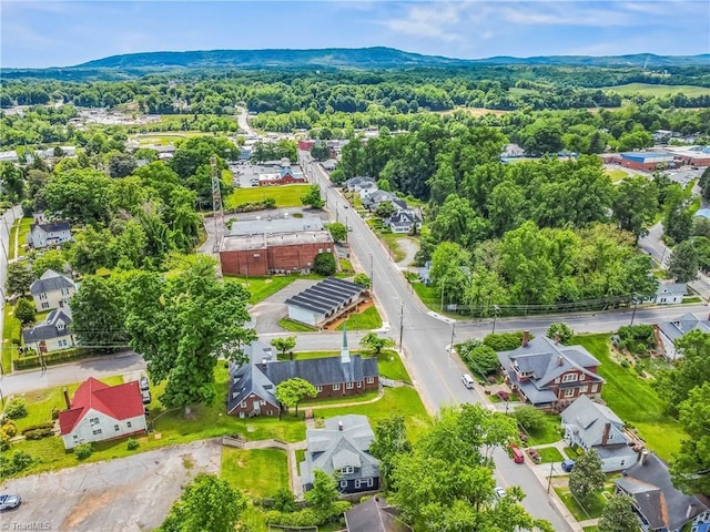 aerial perspective of suburban area with a mountainous background
