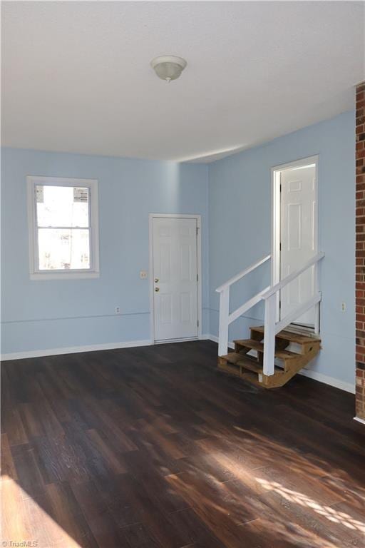 foyer entrance featuring dark wood-type flooring