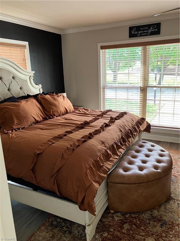 120 King Arthur Dr, King, NC 27021 - bedroom featuring ornamental molding and wood finished floors
