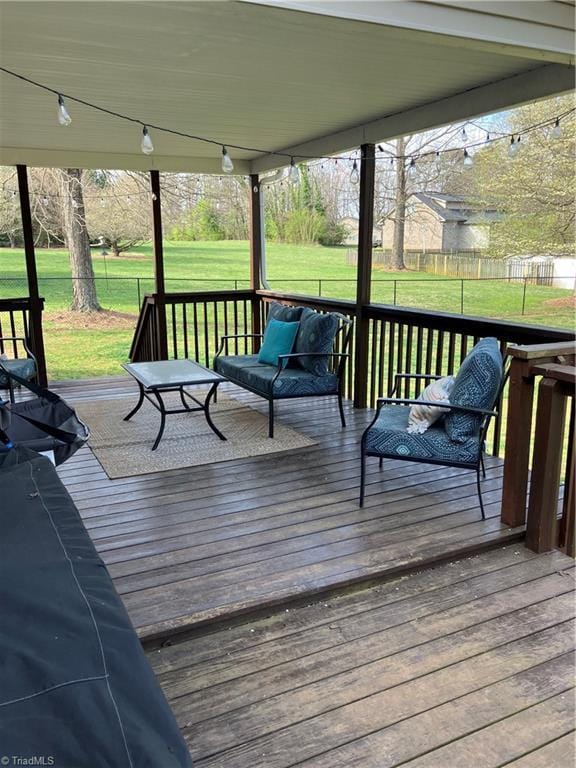 120 King Arthur Dr, King, NC 27021 - wooden deck with fence and a yard